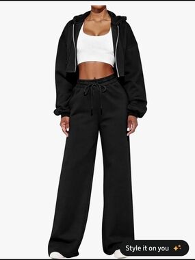 Wide Leg Drawstring Sweatpants - Gray